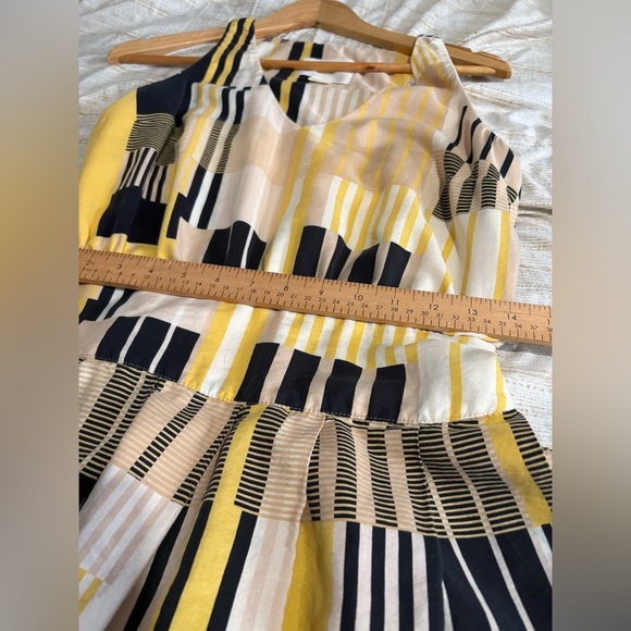 Maeve Anthropologie Otta dress yellow geo print drop waist silk blend size 4 - Picture 8 of 15